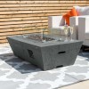 Nova Garden Furniture Gladstone Rectangular Dark Grey Gas Firepit Coffee Table with Wind Guard