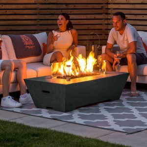 Nova Garden Furniture Gladstone Rectangular Dark Grey Gas Firepit Coffee Table with Wind Guard Nova Garden Furniture Gladstone Rectangular Dark Grey Gas Firepit Coffee Table with Wind Guard