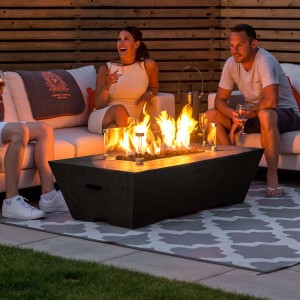 Nova Garden Furniture Gladstone Rectangular Coffee Colour Gas Firepit Coffee Table with Wind Guard