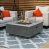 Nova Garden Furniture Albany Square Light Grey Gas Firepit Coffee Table with Wind Guard