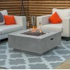 Nova Garden Furniture Albany Square Light Grey Gas Firepit Coffee Table with Wind Guard