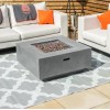 Nova Garden Furniture Albany Square Light Grey Gas Firepit Coffee Table with Wind Guard