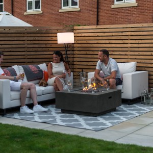 Nova Garden Furniture Albany Square Dark Grey Gas Firepit Coffee Table with Wind Guard Nova Garden Furniture Albany Square Dark Grey Gas Firepit Coffee Table with Wind Guard