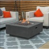 Nova Garden Furniture Albany Square Dark Grey Gas Firepit Coffee Table with Wind Guard