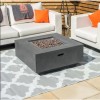 Nova Garden Furniture Albany Square Dark Grey Gas Firepit Coffee Table with Wind Guard