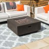 Nova Garden Furniture Albany Square Grey Gas Firepit Coffee Table with Wind Guard