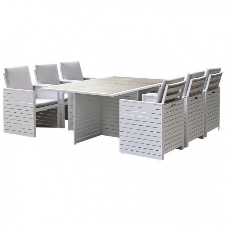 Nova Garden Furniture Adria White Frame Aluminium 6 Seat Cube Set