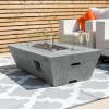 Nova Garden Furniture Gladstone Rectangular Light Grey Gas Firepit Coffee Table with Wind Guard