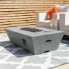 Nova Garden Furniture Gladstone Rectangular Light Grey Gas Firepit Coffee Table with Wind Guard