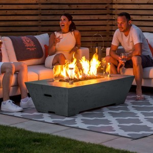 Nova Garden Furniture Gladstone Rectangular Light Grey Gas Firepit Coffee Table with Wind Guard Nova Garden Furniture Gladstone Rectangular Light Grey Gas Firepit Coffee Table with Wind Guard