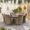 Nova Garden Furniture Carolina Willow Rattan 6 Seat Round Dining Set with Fire Pit