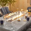 Nova Garden Furniture Camilla White Wash Rattan 8 Seat Rectangular Dining Set with Fire Pit