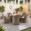 Nova Garden Furniture Leeanna Willow Rattan 6 Seat Oval Dining Set with Fire Pit