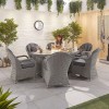 Nova Garden Furniture Leeanna White Wash Rattan 6 Seat Oval Dining Set with Fire Pit