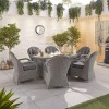 Nova Garden Furniture Leeanna White Wash Rattan 6 Seat Oval Dining Set with Fire Pit