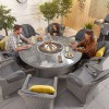 Nova Garden Furniture Leeanna White Wash Rattan 8 Seat Round Dining Set with Fire Pit