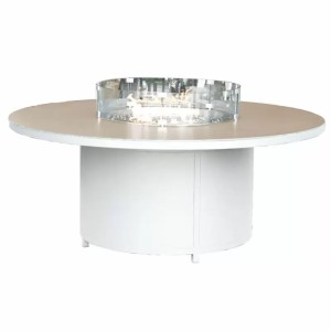 Nova Garden Furniture White Frame Aluminium 8 Seater Round Dining Table with Firepit Nova Garden Furniture White Frame Aluminium 8 Seater Round Dining Table with Firepit