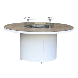 Nova Garden Furniture White Frame Aluminium 6 Seater Round Dining Table with Firepit Nova Garden Furniture White Frame Aluminium 6 Seater Round Dining Table with Firepit