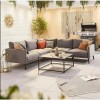 Nova Outdoor Fabric Light Grey Bliss Aluminium Corner Sofa Set with Coffee Table