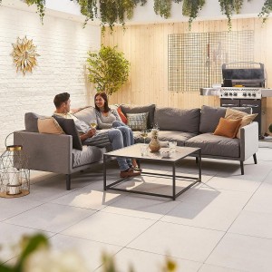 Nova Outdoor Fabric Light Grey Bliss Aluminium Corner Sofa Set with Coffee Table Nova Outdoor Fabric Light Grey Bliss Aluminium Corner Sofa Set with Coffee Table