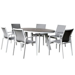 Nova Garden Furniture Milano White Frame 6 Seat Oval Dining Set Nova Garden Furniture Milano White Frame 6 Seat Oval Dining Set
