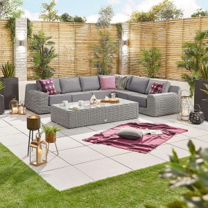 Nova Garden Furniture Luxor White Wash Rattan 3A Corner Sofa Set with Rectangular Coffee Table Nova Garden Furniture Luxor White Wash Rattan 3A Corner Sofa Set with Rectangular Coffee Table