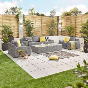 Nova Garden Furniture Luxor White Wash Rattan 3 Seater Sofa Set