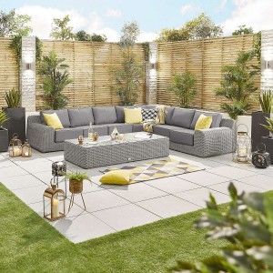 Nova Garden Furniture Luxor White Wash Rattan 4A Corner Sofa Set with Rectangular Coffee Table Nova Garden Furniture Luxor White Wash Rattan 4A Corner Sofa Set with Rectangular Coffee Table