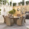 Nova Garden Furniture Thalia Willow Rattan 6 Seat Round Dining Set with Fire Pit Table