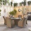 Nova Garden Furniture Thalia Willow Rattan 6 Seat Round Dining Set with Fire Pit Table