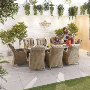 Nova Garden Furniture Thalia Willow Rattan 8 Seat Oval Dining Set