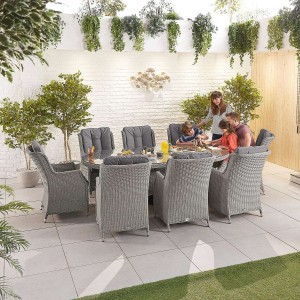 Nova Garden Furniture Thalia White Wash Rattan 8 Seat Oval Dining Set Nova Garden Furniture Thalia White Wash Rattan 8 Seat Oval Dining Set