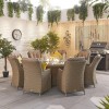 Nova Garden Furniture Thalia Willow Rattan 8 Seat Round Dining Set with Fire Pit Table