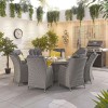 Nova Garden Furniture Thalia White Wash Rattan 8 Seat Round Dining Set with Fire Pit Table