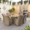 Nova Garden Furniture Thalia Willow Rattan 8 Seat Oval Dining Set with Fire Pit Table