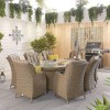 Nova Garden Furniture Thalia Willow Rattan 8 Seat Oval Dining Set with Fire Pit Table