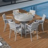 Nova Garden Furniture Henley Rattan White Wash 6 Seat Round Bar Set with Parasol Hole