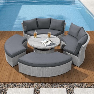 Nova Garden Windsor White Wash Rattan Sofa Daybed with Rising Table Nova Garden Windsor White Wash Rattan Sofa Daybed with Rising Table
