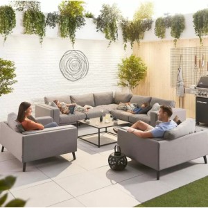 Nova Outdoor Fabric Infinity Aluminium Flanelle Corner Sofa Set with Lounge Chairs