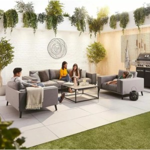 Nova Outdoor Fabric Infinity Aluminium Flanelle 3 Seat Sofa with Coffee Table & Armchairs