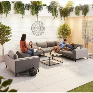 Nova Outdoor Fabric Infinity Aluminium Flanelle Corner Sofa Set with Coffee Table & Lounge Chair