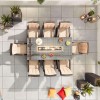 Nova Garden Furniture Olivia Brown Weave 8 Seat Rectangular Dining Set with Fire Pit