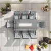 Nova Garden Furniture Olivia Grey Weave 8 Seat Rectangular Dining Set with Fire Pit
