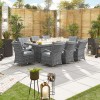 Nova Garden Furniture Olivia Grey Weave 8 Seat Rectangular Dining Set with Fire Pit