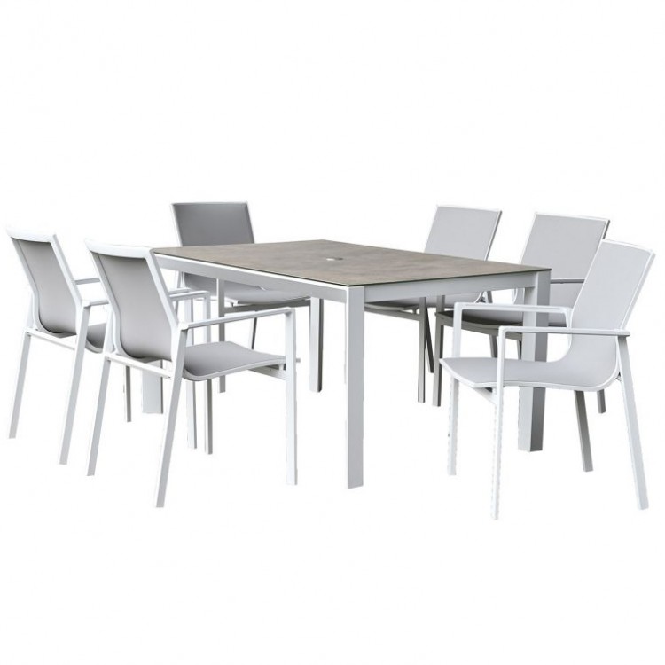 Nova Garden Furniture Milano White Frame 6 Seat Rectangular Dining Set