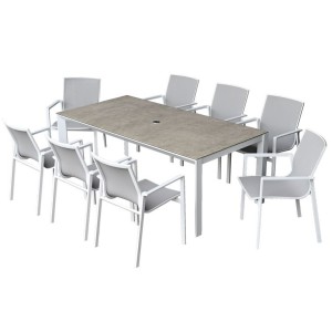Nova Garden Furniture Milano White Frame 8 Seat Rectangular Dining Set Nova Garden Furniture Milano White Frame 8 Seat Rectangular Dining Set