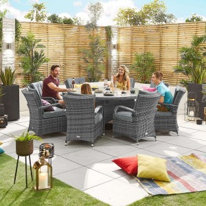 Nova Garden Furniture Olivia Grey Rattan 8 Seat Round Dining Set Nova Garden Furniture Olivia Grey Rattan 8 Seat Round Dining Set