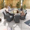 Nova Garden Furniture Olivia Grey Weave 8 Seat Round Dining Set with Fire Pit