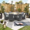 Nova Garden Furniture Olivia Grey Weave 8 Seat Round Dining Set with Fire Pit