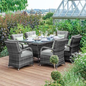 Nova Garden Furniture Olivia Grey Weave 6 Seat Rectangular Dining Set Nova Garden Furniture Olivia Grey Weave 6 Seat Rectangular Dining Set